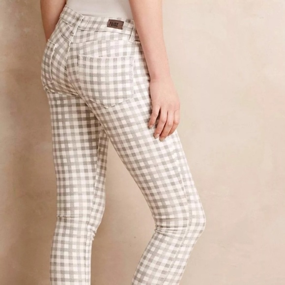PAIGE Verdugo Ankle Skinny Jeans in Grey Gingham size 25 - Picture 2 of 12